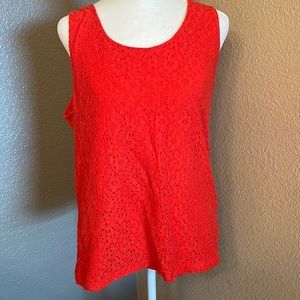 *Banana Republic - Size L - knit Lace front red sleeveless blouse